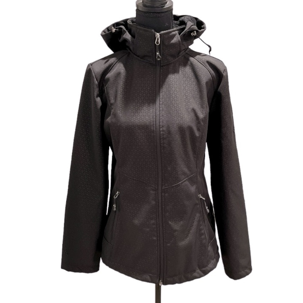 Gerry Black Faux Fur lined soft shell jacket size medium